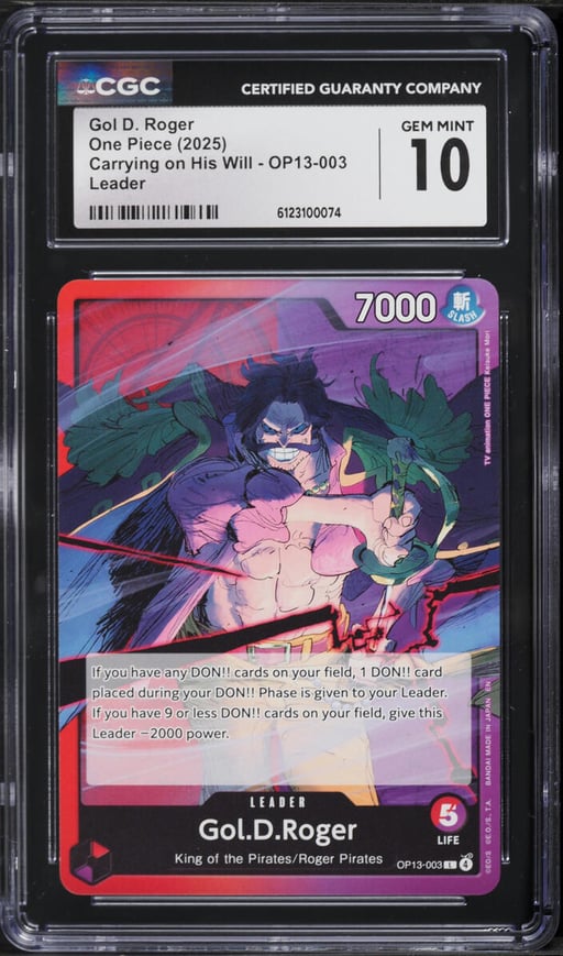2025 One Piece Carrying on His Will Gol D. Roger #OP13-003 CGC 10 GEM MINT