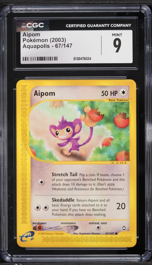 2003 Pokemon Aquapolis Aipom #67 CGC 9 MINT