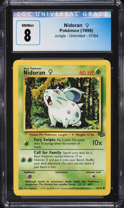 1999 Pokemon Jungle Nidoran #57 CGC 8 NM-MT
