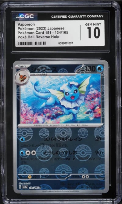 2023 Pokemon Japanese Scarlet & Violet 151 Poke Ball Reverse Holo Vaporeon #134 CGC 10 GEM MINT