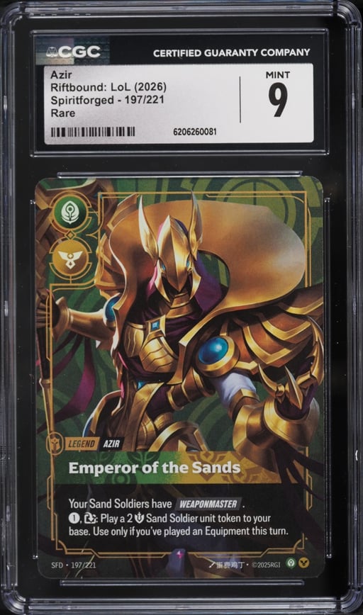 2026 Riftbound League Of Legends LoL Spiritforged Azir #197 CGC 9 MINT