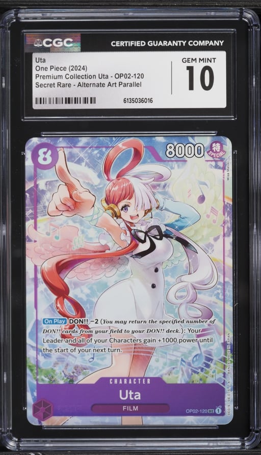 2024 One Piece Premium Collection Alternate Art Parallel Uta #OP02-120 CGC 10 GEM MINT