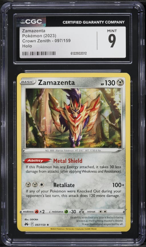 2023 Pokemon Sword & Shield Crown Zenith Holo Zamazenta #97 CGC 9 MINT