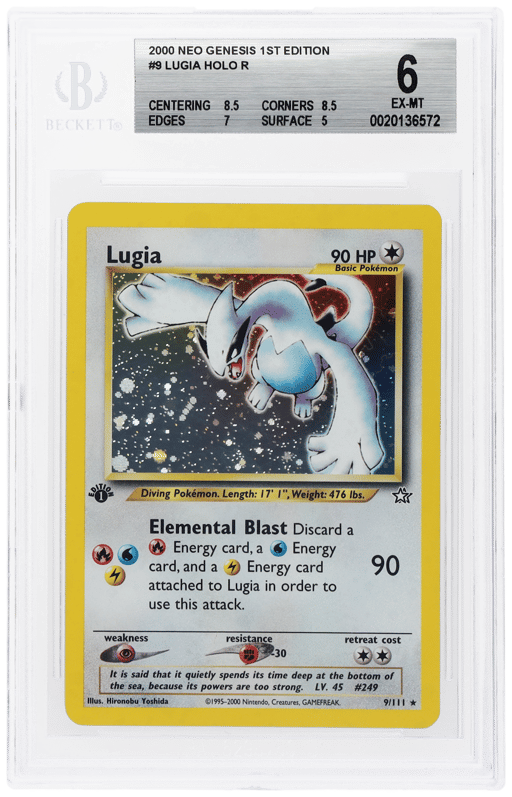 2000 Pokemon Neo Genesis 1st Edition Holo Lugia #9 BGS 6