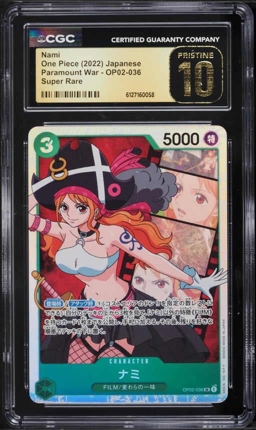 2022 One Piece Japanese Paramount War SR Nami #OP02-036 CGC 10 PRISTINE