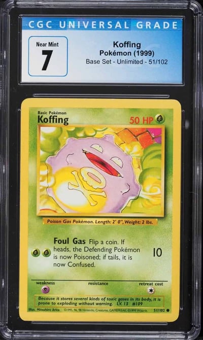 1999 Pokemon Base Set Koffing #51 CGC 7 NRMT