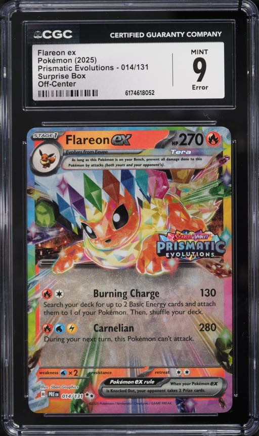 2025 Pokemon Scarlet & Violet Prismatic Evolutions Surprise Box Flareon Ex #14 CGC 9 MINT