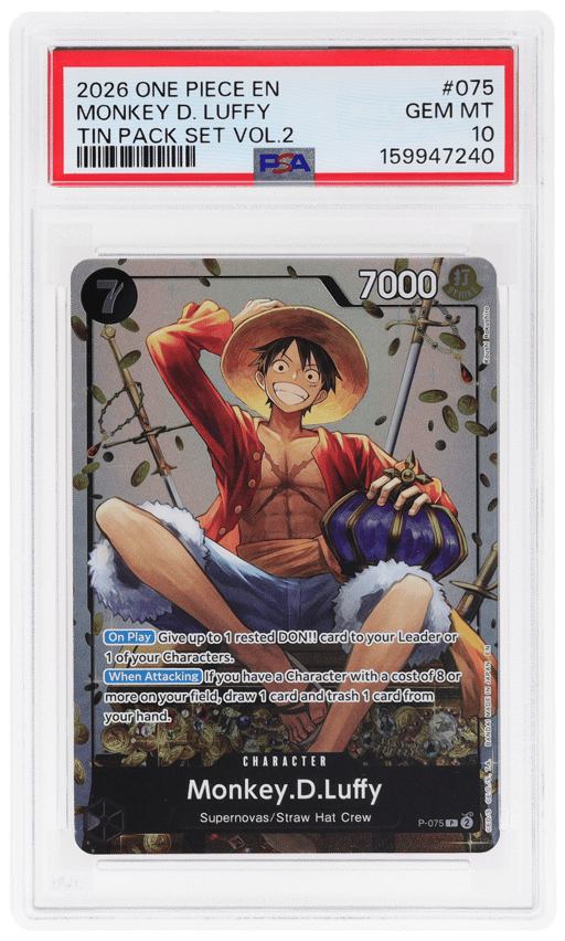 2026 One Piece Promo Tin Pack Set Volume 2 Monkey D. Luffy #P-075 PSA 10