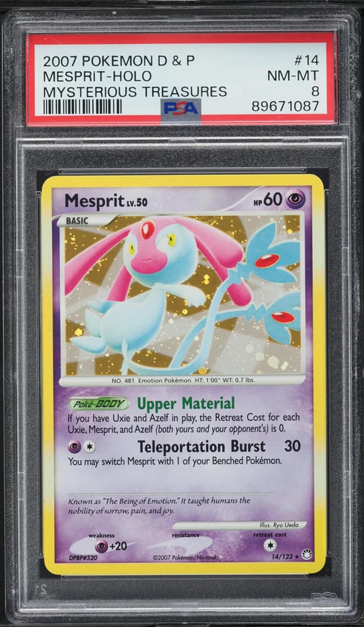 2007 Pokemon Diamond & Pearl Mysterious Treasures Holo Mesprit #14 PSA 8 NM-MT