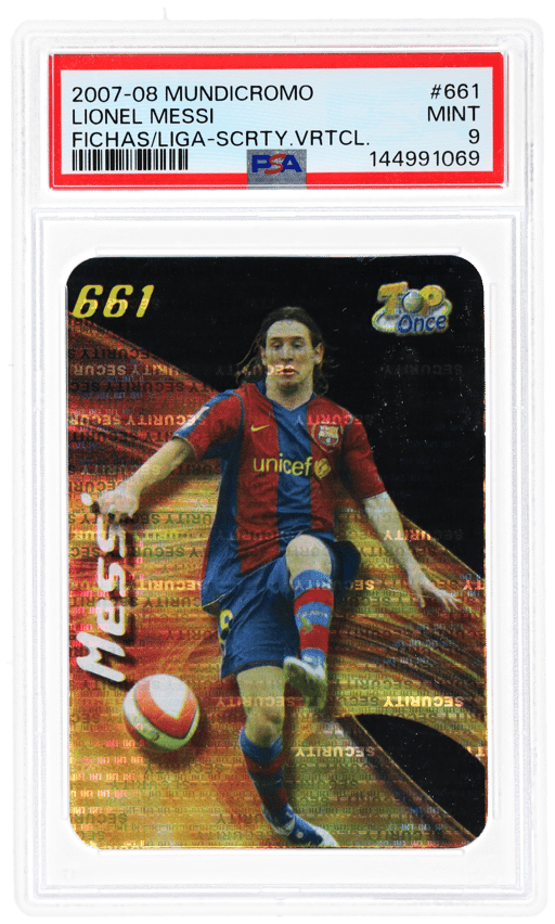2007 Mundi Cromo Las Fichas De La Liga Security Vertical Lionel Messi #661 PSA 9