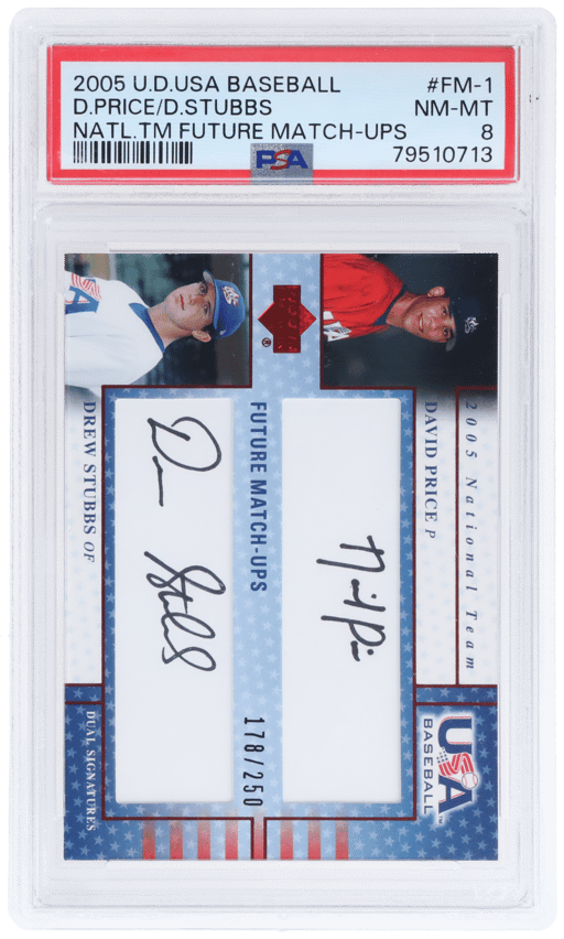 2005 Upper Deck USA Baseball National Team Future Match-Ups Dual Signature David Price/Drew Stubbs #FM-1 178/250 PSA 8