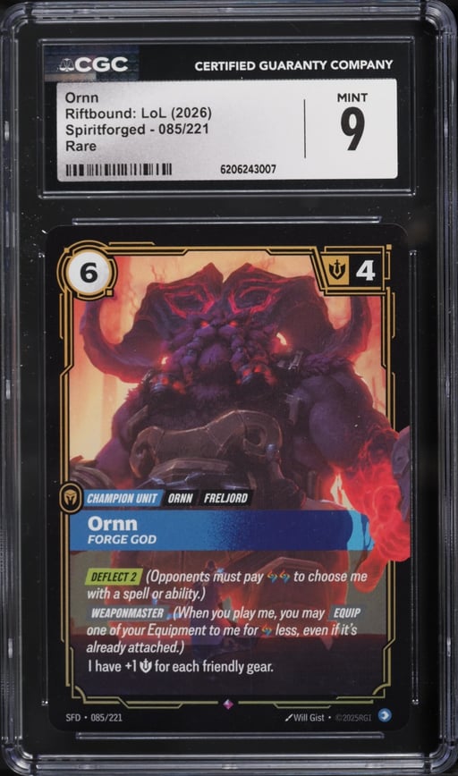 2026 Riftbound League Of Legends LoL Spiritforged Ornn #85 CGC 9 MINT