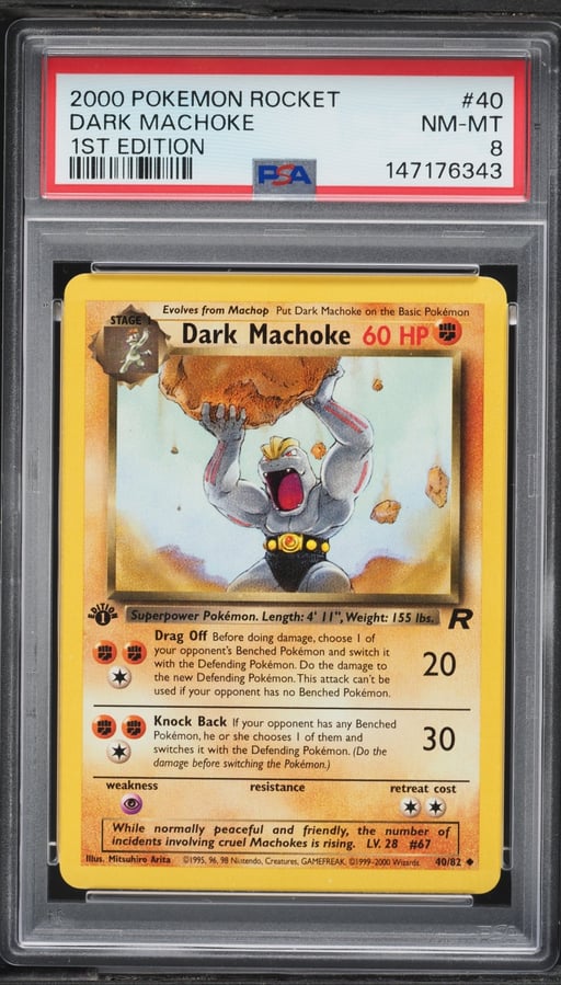 2000 Pokemon Team Rocket 1st Edition Dark Machoke #40 PSA 8 NM-MT