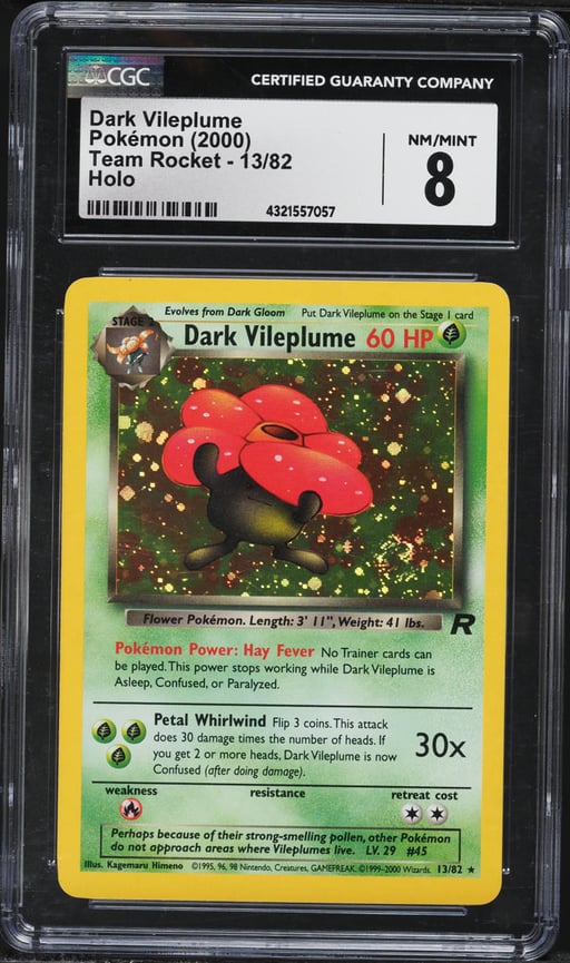 2000 Pokemon Team Rocket Holo Dark Vileplume #13 CGC 8 NM-MT