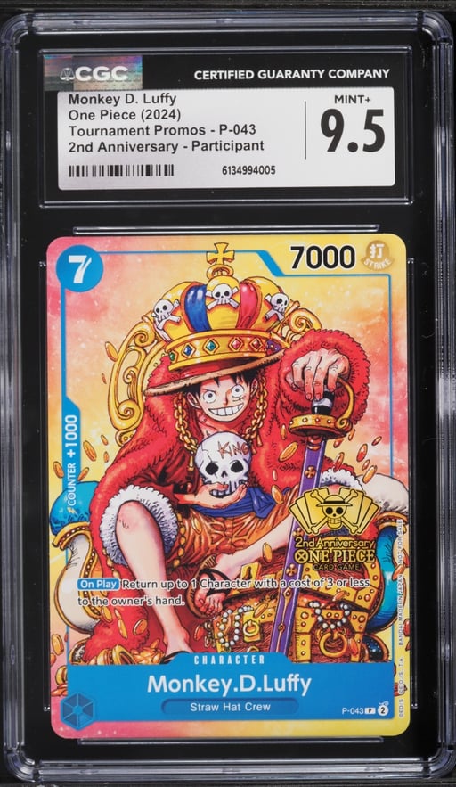 2024 One Piece Promo Tournament 2nd Anniversary Monkey D. Luffy #P-043 CGC 9.5 MINT+