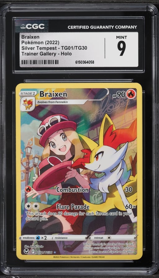 2022 Pokemon Sword & Shield Silver Tempest Trainer Gallery CHR Braixen #TG01 CGC 9 MINT