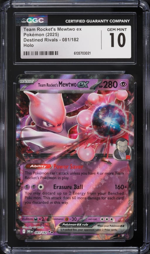 2025 Pokemon Scarlet & Violet Destined Rivals Holo Team Rocket's Mewtwo ex #81 CGC 10 GEM MINT
