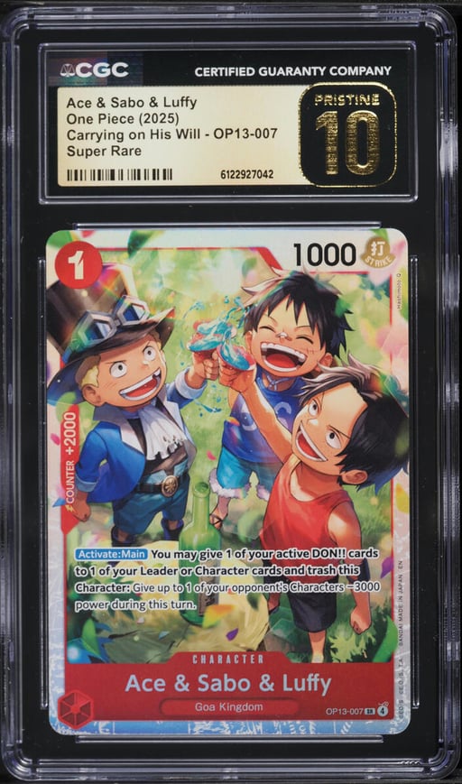 2025 One Piece Carrying On His Will SR Ace & Sabo & Luffy #OP13-007 CGC 10 PRISTINE