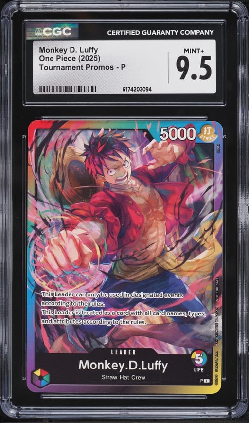 2025 One Piece Tournament Promo Leader Monkey D. Luffy #P CGC 9.5 MINT+