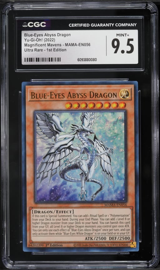 2022 Yu-Gi-Oh! MAMA 1st Edition Ultra Rare Blue-Eyes Abyss Dragon #MAMA-EN056 CGC 9.5 MINT+