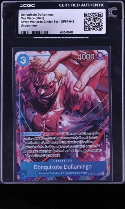 2025 One Piece Promo Seven Warlords Binder Set Alt Art Donquixote Doflamingo #OP07-048 CGC AUTH
