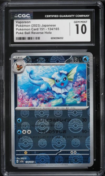 2023 Pokemon Japanese Scarlet & Violet 151 Poke Ball Reverse Holo Vaporeon #134 CGC 10 GEM MINT