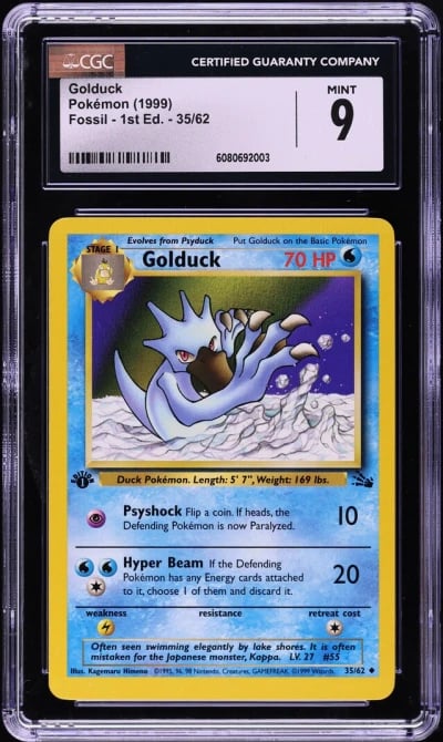 1999 Pokemon Fossil 1st Edition Golduck #35 CGC 9 MINT
