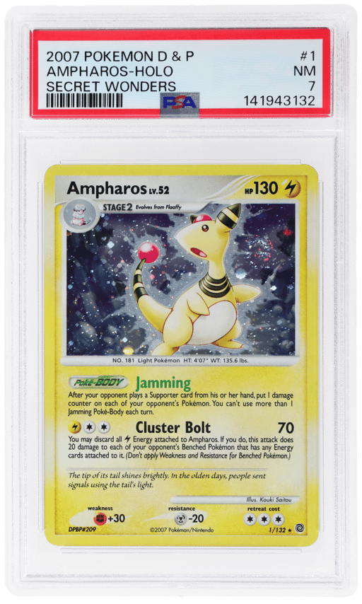 2007 Pokemon Diamond and Pearl Secret Wonders Holo Ampharos #1 PSA 7