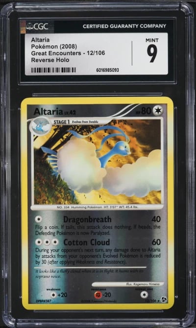 2008 Pokemon Diamond & Pearl Great Encounters Reverse Holo Altaria #12 CGC 9