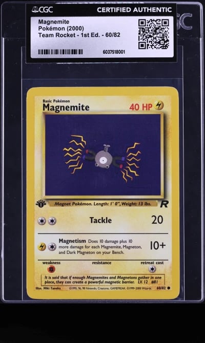 2000 Pokemon Team Rocket 1st Edition Magnemite #60 CGC AUTH