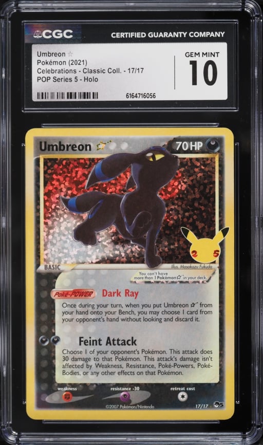 2021 Pokemon Sword & Shield Celebrations Classic Holo Umbreon Gold Star #17 CGC 10 GEM MINT