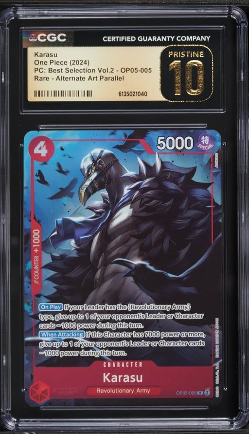 2024 One Piece Premium Collection Best Selection Vol. 2 Alt Art Karasu #OP05-005 CGC 10 PRISTINE