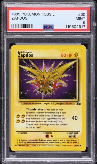 1999 Pokemon Fossil Zapdos #30 P