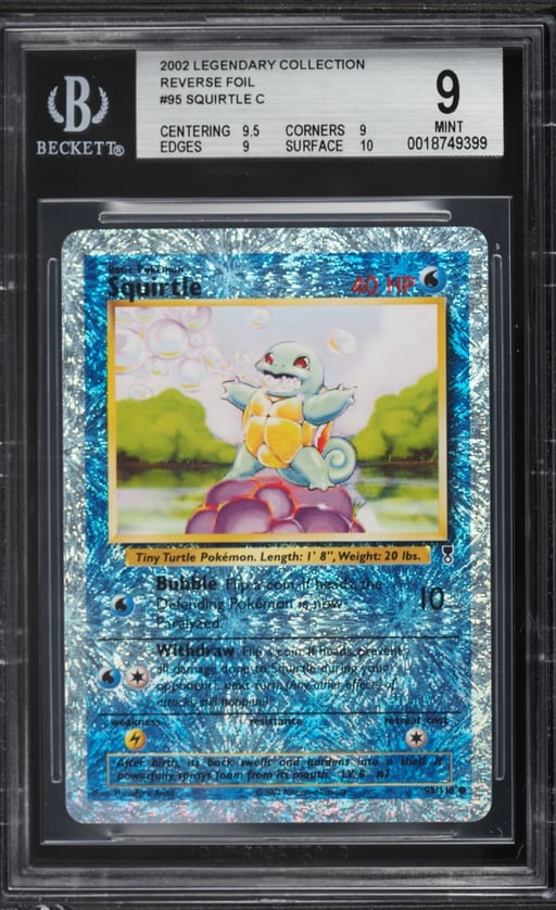 2002 Pokemon Legendary Collection Reverse Holo Squirtle #95 BGS 9 MINT