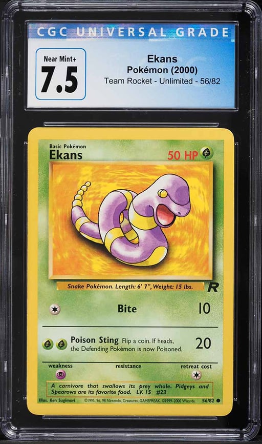 2000 Pokemon Team Rocket Ekans #56 CGC 7.5 NRMT+