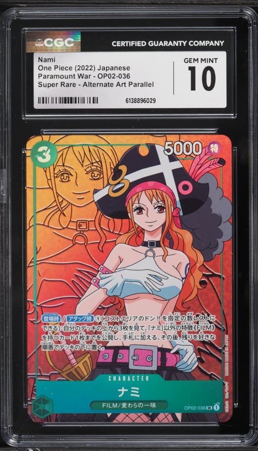 2022 One Piece Japanese Paramount War SR Alt Art Nami #OP02-036 CGC 10 GEM MINT