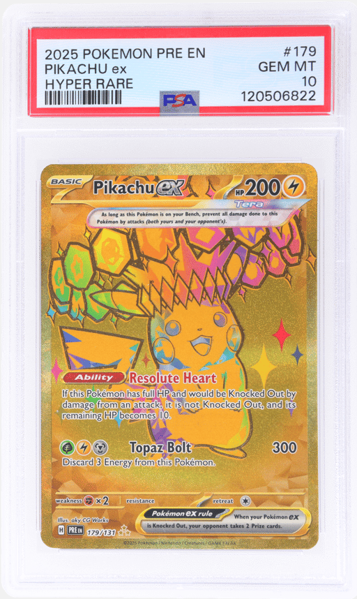 2025 Pokemon Scarlet and Violet Prismatic Evolutions Hyper Rare Pikachu Ex #179 PSA 10