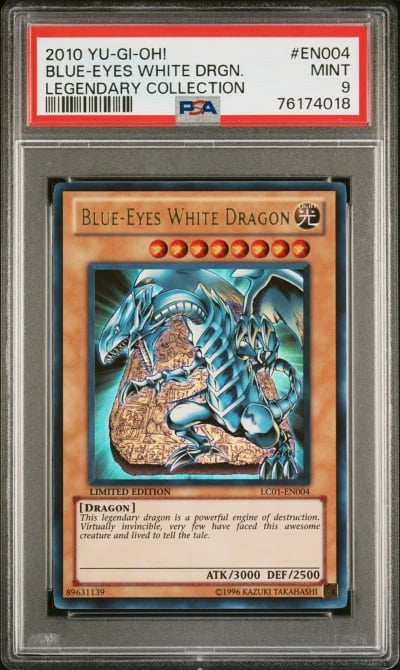 2010 YU-GI-OH! LEGENDARY COLLECTION EN004 BLUE-EYES WHITE DRAGON PSA 9