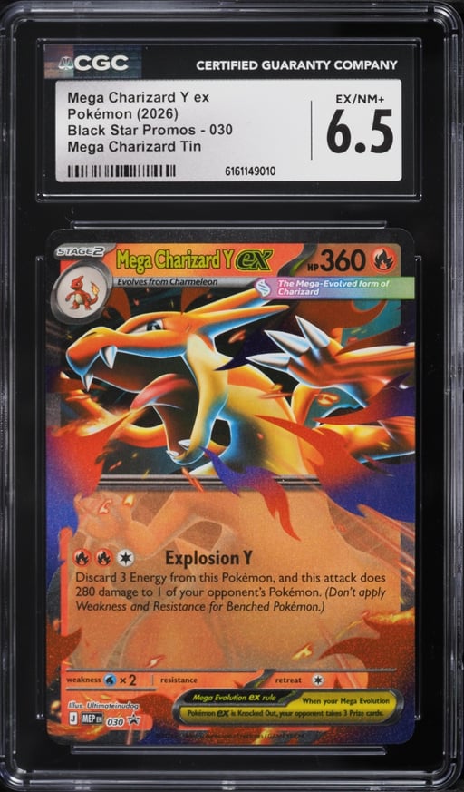 2026 Pokemon Mega Evolution Promo Tin Mega Charizard Y ex #30 CGC 6.5 EXMT+