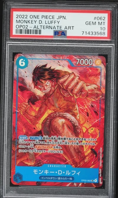 2022 One Piece Japanese Paramount War Alt Art Monkey D. Luffy #OP02-062 PSA 10 GEM MINT