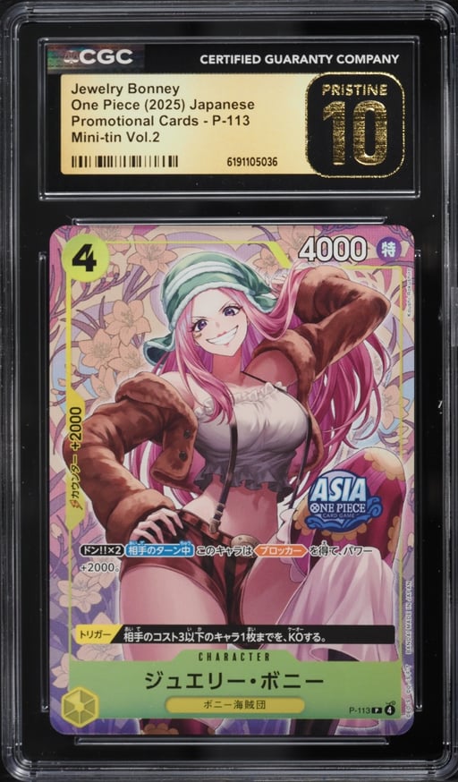 2025 One Piece Japanese Promo Mini-Tin Vol.2 Alt Art Jewelry Bonney #P-113 CGC 10 PRISTINE