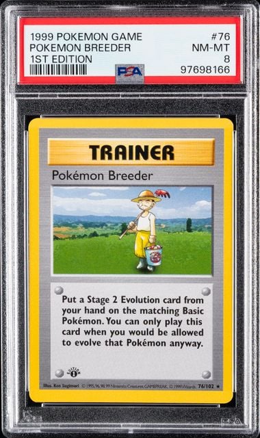1999 POKEMON GAME #76 POKEMON BREEDER 1ST EDITION PSA 8