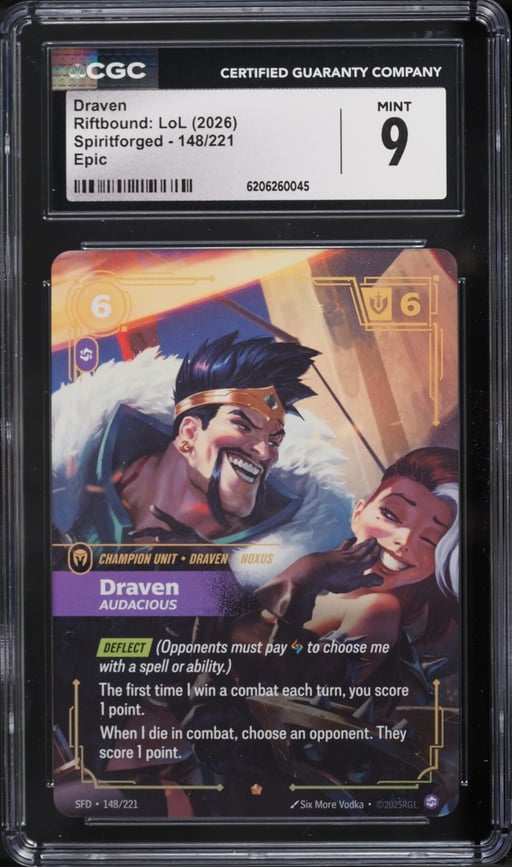 2026 Riftbound League Of Legends LoL Spiritforged Draven #148 CGC 9 MINT