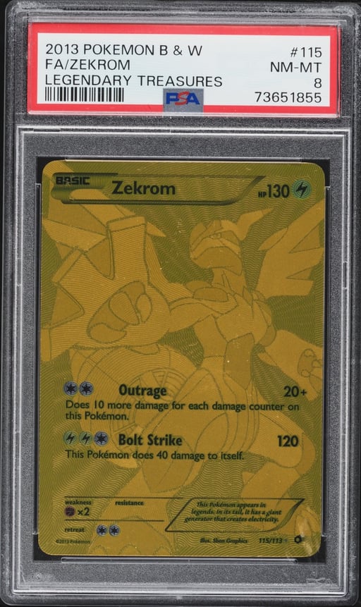 2013 Pokemon Black & White Legendary Treasures Full Art Zekrom #115 PSA 8 NM-MT