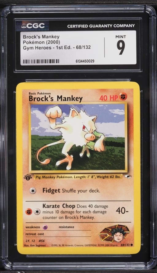 2000 Pokemon Gym Heroes 1st Edition Brock's Mankey #68 CGC 9 MINT