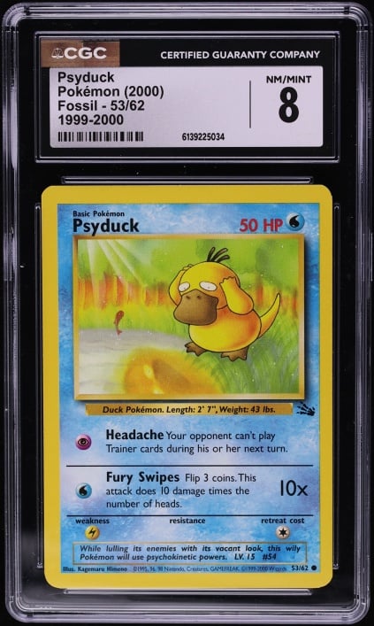 2000 Pokemon Fossil Psyduck #53 CGC 8 NM-MT