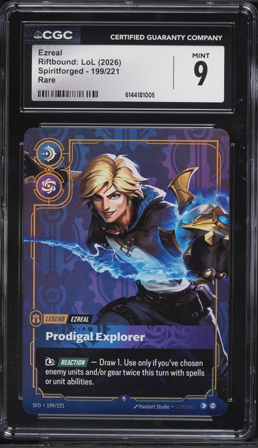 2026 Riftbound League Of Legends LoL Spiritforged Ezreal #199 CGC 9 MINT