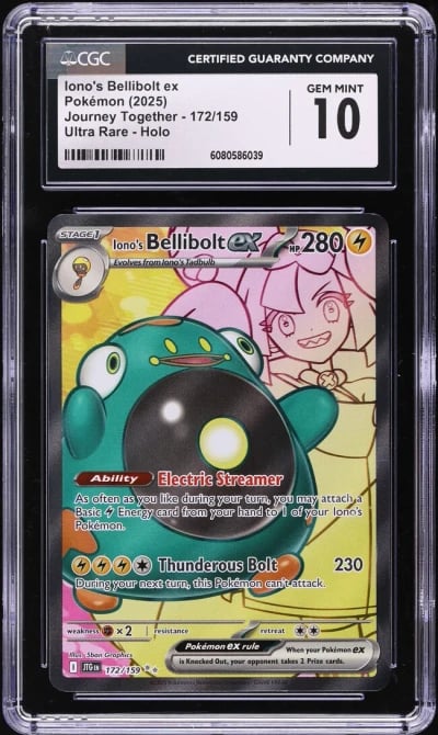 2025 Pokemon SV Journey Together Full Art Iono's Bellibolt ex #172 CGC 10 GEM