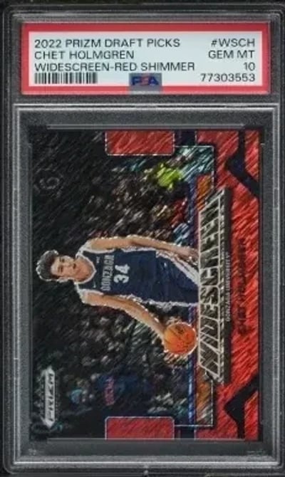 2022 Panini Prizm Draft Widescreen Red Shimmer Chet Holmgren ROOKIE /9 PSA 10