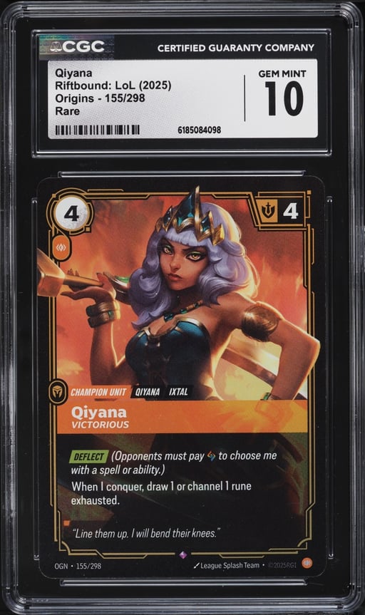 2025 Riftbound League Of Legends LoL Origins Qiyana #155 CGC 10 GEM MINT
